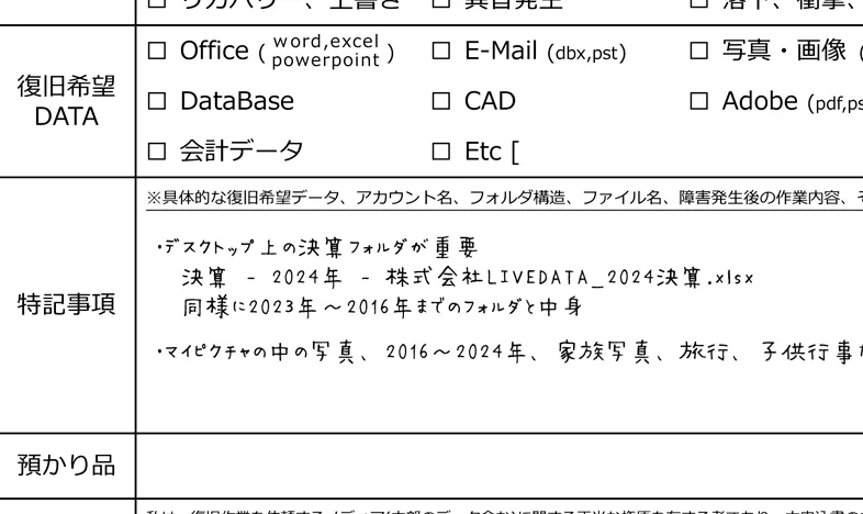 希望データ申告 写真